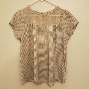 Womens Short sleeve Polka Dot Top With Lace